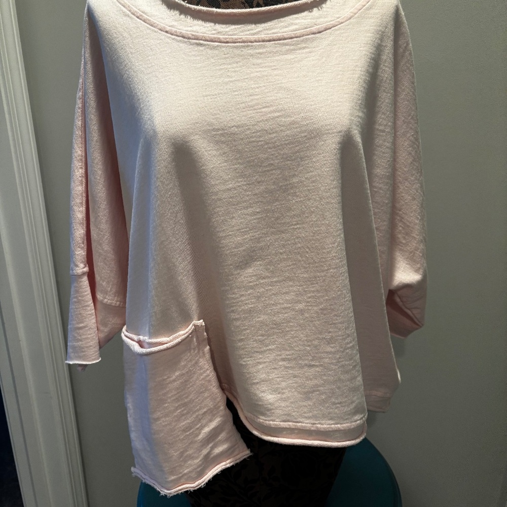 Planet by Lauren G, French Terry Top. 100% cotton, light pink